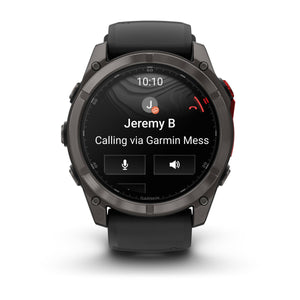 fēnix® 8 Pro – 51 mm, MicroLED, Saphir, Carbon Grey DLC-Titan mit Schwarz/Pebble Grey Silikonarmband – Garmin