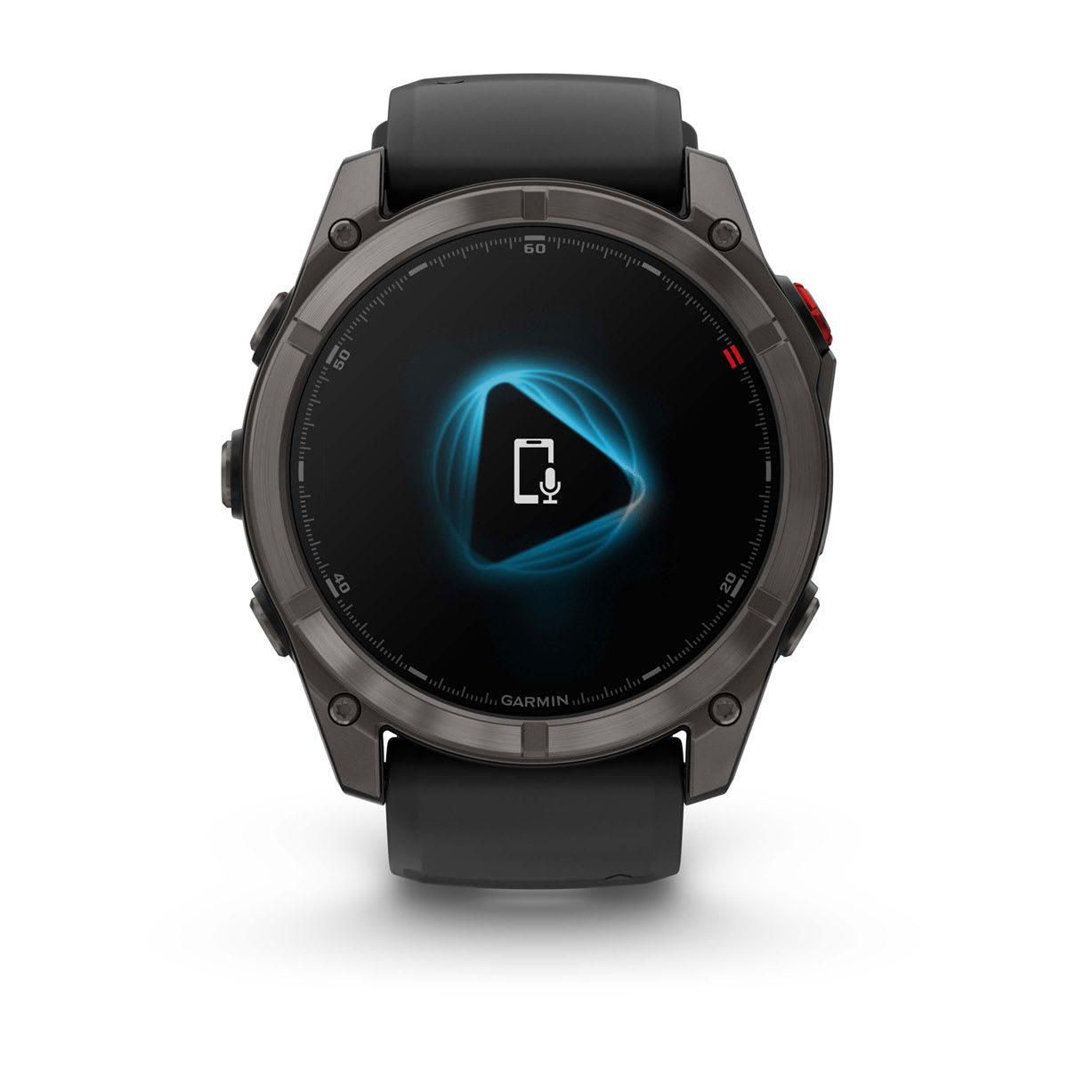 fēnix® 8 Pro – 51 mm, AMOLED, Sapphire, Carbon Grey DLC-Titanium mit Schwarz/Pebble Grey Silikonarmband – Garmin