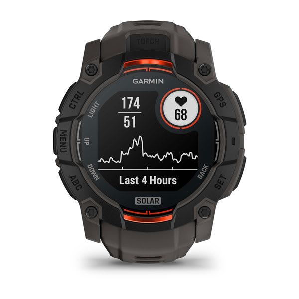Instinct® 3 – 50 mm, Solar, Schwarz mit Charcoal-Armband – Garmin