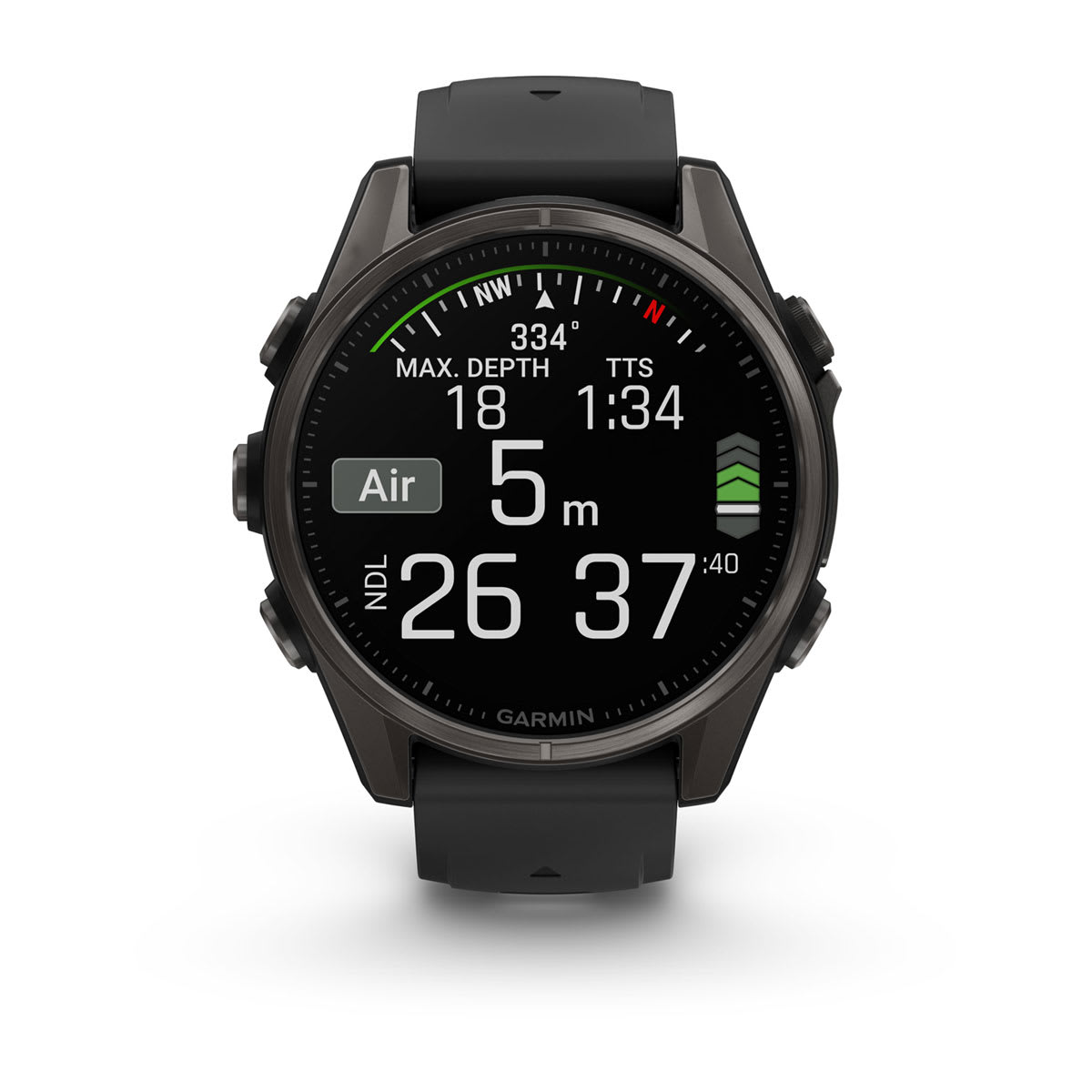 fēnix® 8 – 43 mm, AMOLED, Sapphire, Carbon Grey DLC-Titan mit Schwarz/Pebble Grey-Silikonarmband – Garmin