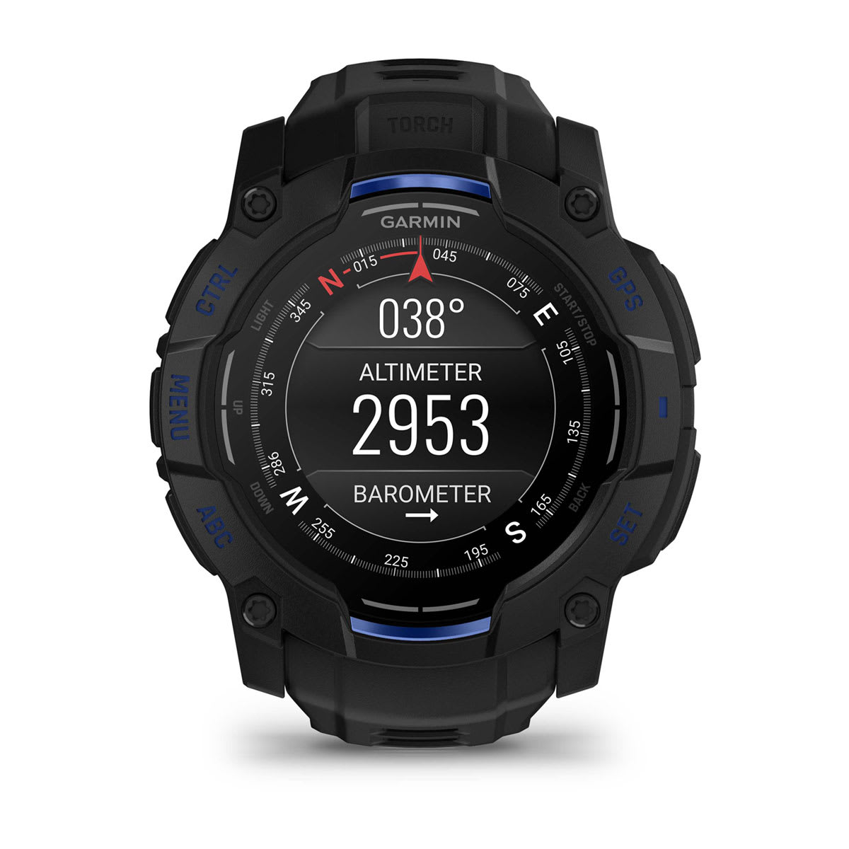 Instinct® 3 – 50 mm, AMOLED, Schwarz mit Schwarz/Bolt Blue Armband – Garmin