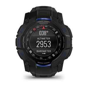 Instinct® 3 – 50 mm, AMOLED, Schwarz mit Schwarz/Bolt Blue Armband – Garmin