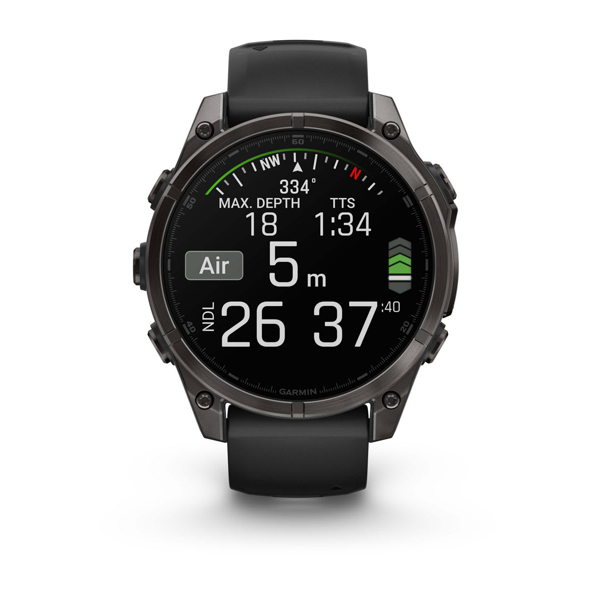 fēnix® 8 – 47 mm, AMOLED, Saphir, Carbon Grey DLC-Titan mit Schwarz/Pebble Grey Silikonarmband – Garmin