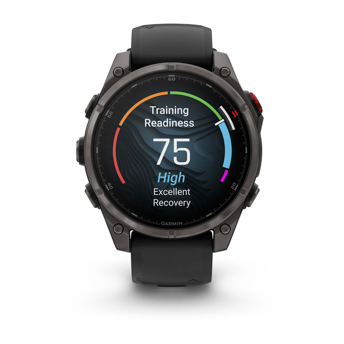 fēnix® 8 Pro – 47 mm, AMOLED, Saphir, Carbon Grey DLC-Titanium mit Schwarz/Pebble Grey Silikonarmband – Garmin