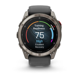 fēnix® 8 Pro – 51 mm, AMOLED, Sapphire, Titan mit Silikonarmband in Graphite/Schwarz – Garmin