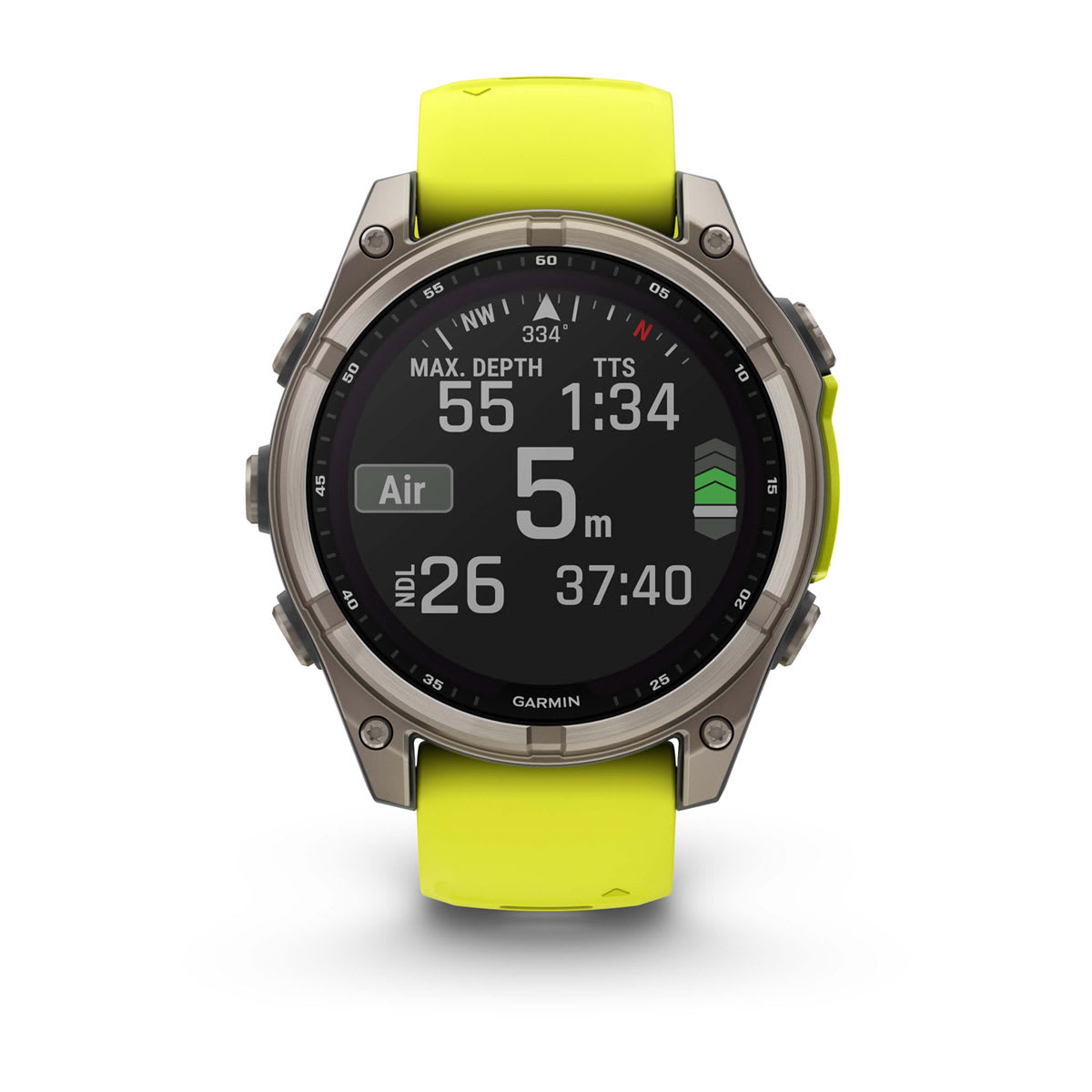 fēnix® 8 – 47 mm, Solar, Sapphire, Titanium mit Amp Yellow/Graphite Silikonarmband – Garmin