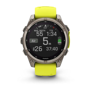 fēnix® 8 – 47 mm, Solar, Sapphire, Titanium mit Amp Yellow/Graphite Silikonarmband – Garmin