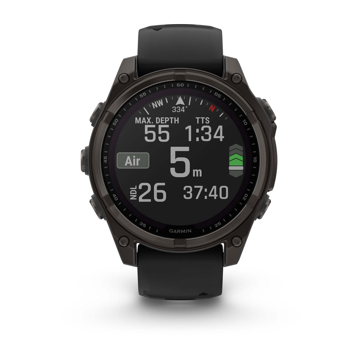 fēnix® 8 – 47 mm, Solar, Sapphire, Carbon Grey DLC-Titan mit Schwarz/Pebble Grey Silikonarmband – Garmin