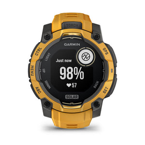 Instinct® 3 – 45 mm, Solar, Sunburst mit Sunburst/Grauem Armband – Garmin