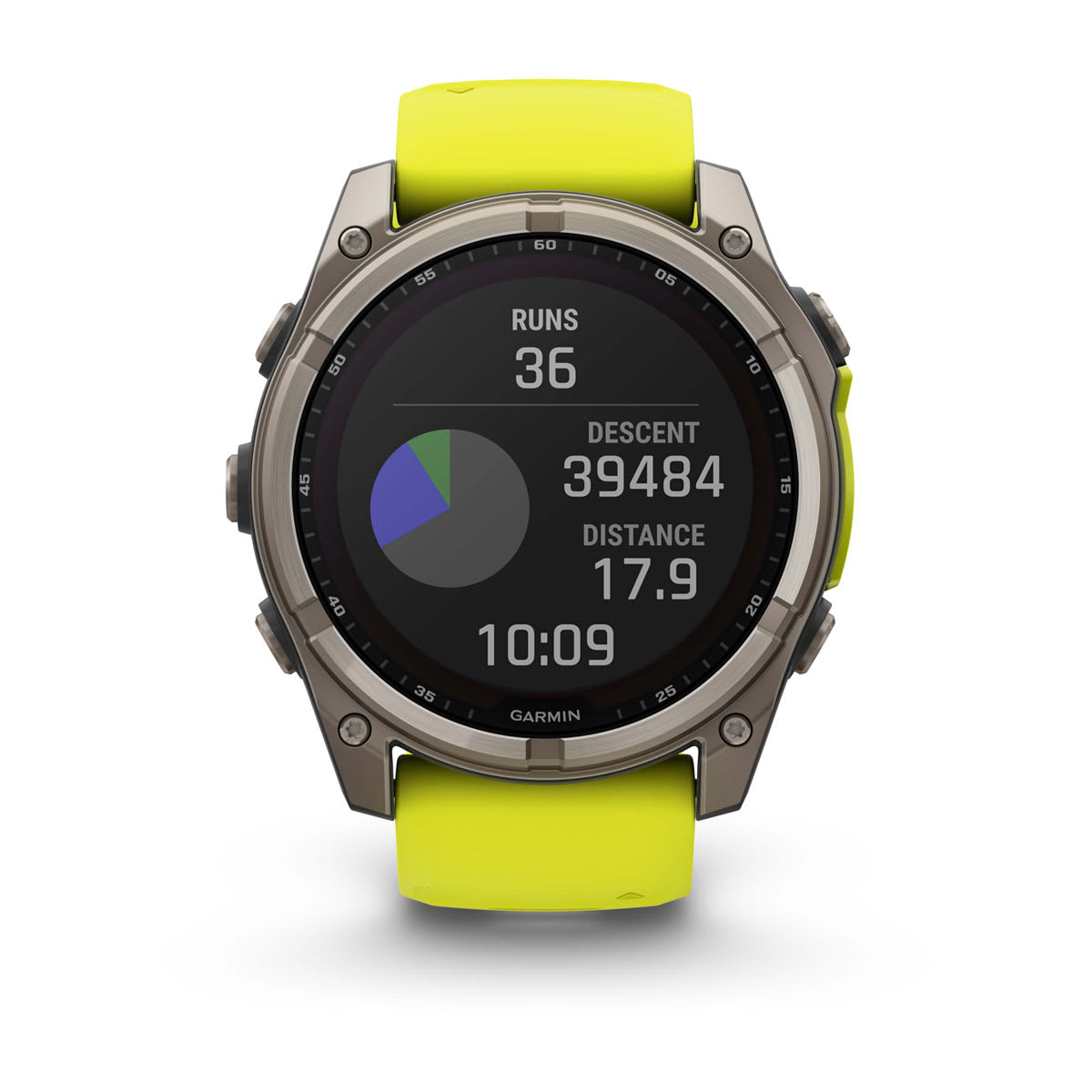 fēnix® 8 – 51 mm, Solar, Saphir, Titan mit Amp Yellow/Graphite-Silikonarmband – Garmin