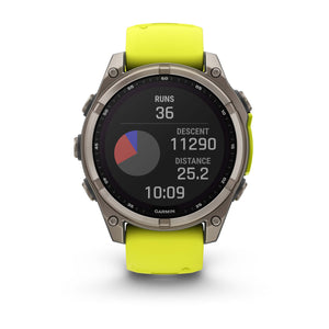fēnix® 8 – 47 mm, Solar, Sapphire, Titanium mit Amp Yellow/Graphite Silikonarmband – Garmin