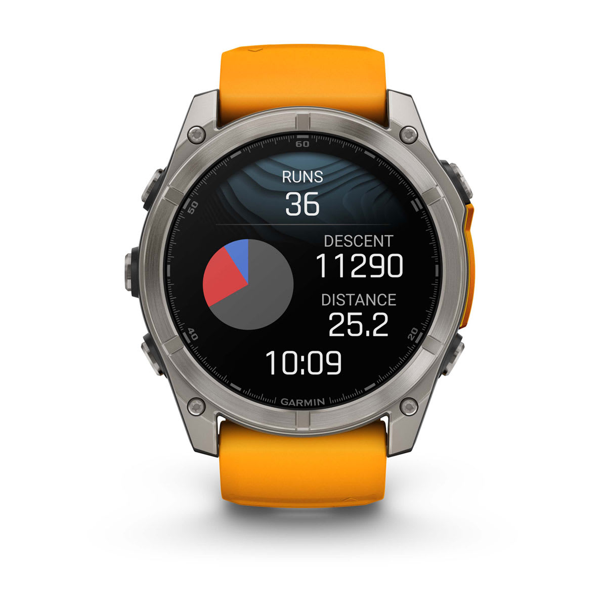 fēnix® 8 – 51 mm, AMOLED, Sapphire, Titanium mit Spark Orange/Graphite Silikonarmband – Garmin