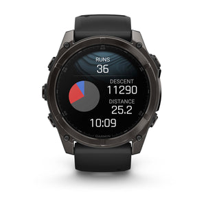 fēnix® 8 – 51 mm, AMOLED, Saphir, Carbon Grey DLC mit Schwarz/Pebble Grey Silikonarmband – Garmin