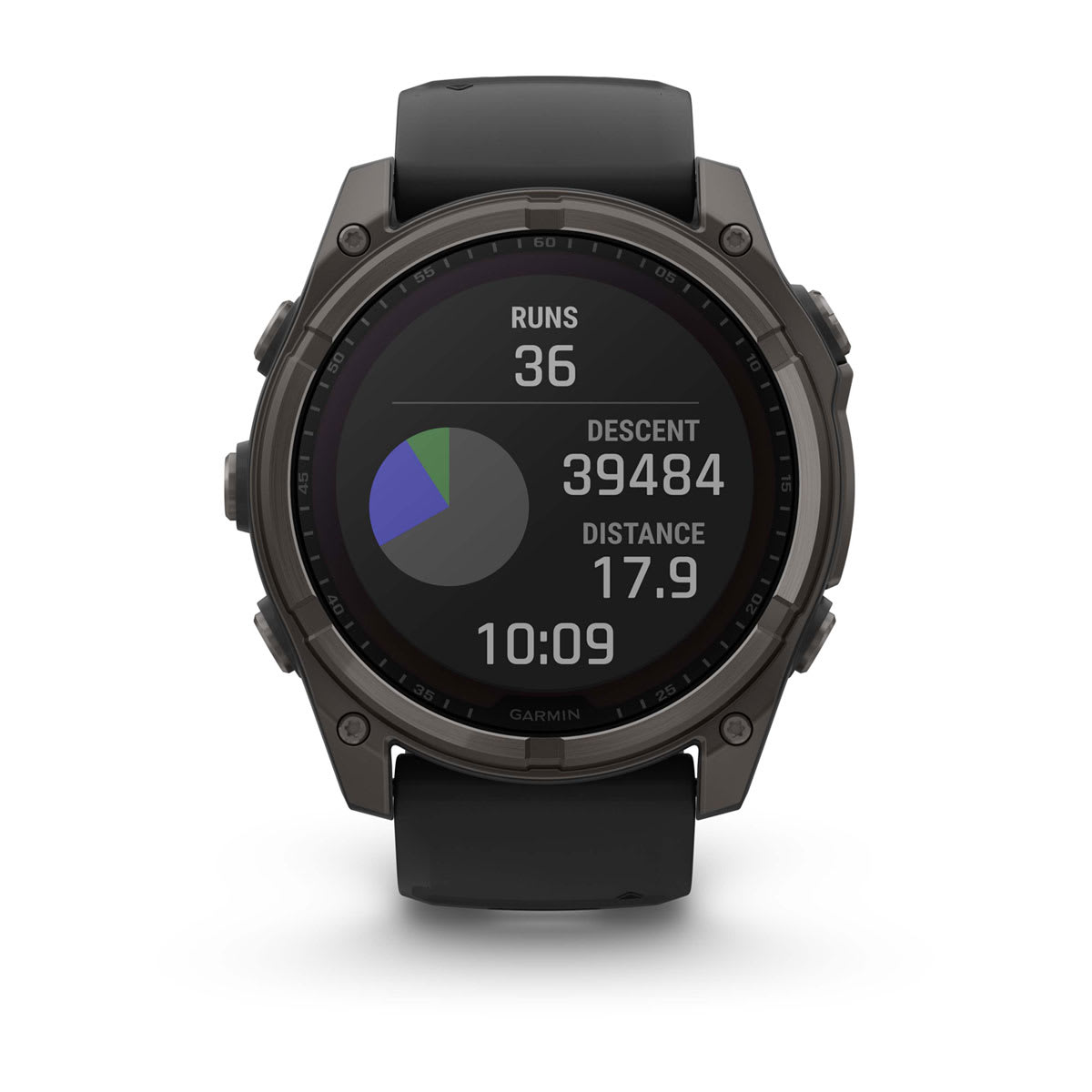 fēnix® 8 – 51 mm, Solar, Sapphire, Carbon Grey DLC-Titanium mit Schwarz/Pebble Grey Silikonarmband – Garmin