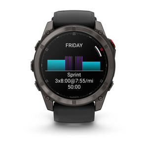 fēnix® 8 Pro – 51 mm, AMOLED, Sapphire, Carbon Grey DLC-Titanium mit Schwarz/Pebble Grey Silikonarmband – Garmin