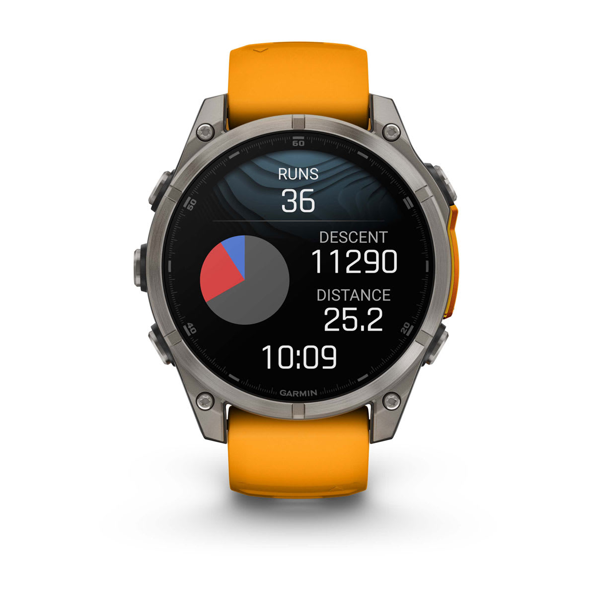 fēnix® 8 – 47 mm, AMOLED, Saphir, Titan mit Spark Orange/Graphite Silikonarmband – Garmin