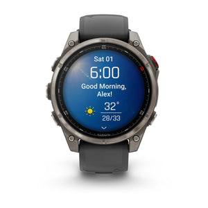 fēnix® 8 Pro – 47 mm, AMOLED, Sapphire, Titan mit Silikonarmband in Graphite/Schwarz – Garmin