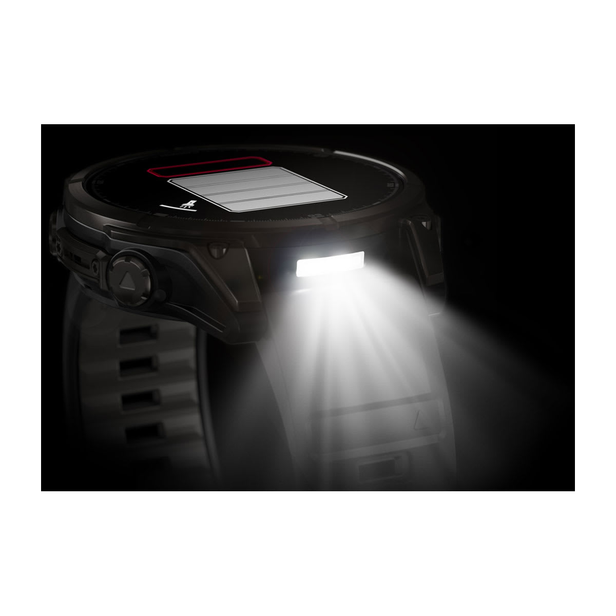 fēnix® 8 – 47 mm, AMOLED, Saphir, Carbon Grey DLC-Titan mit Schwarz/Pebble Grey Silikonarmband – Garmin