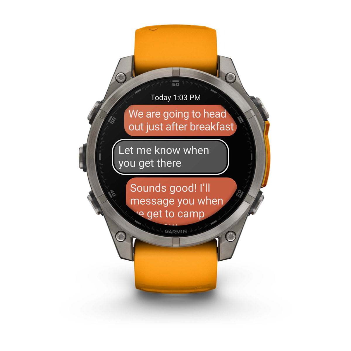 fēnix® 8 – 47 mm, AMOLED, Saphir, Titan mit Spark Orange/Graphite Silikonarmband – Garmin