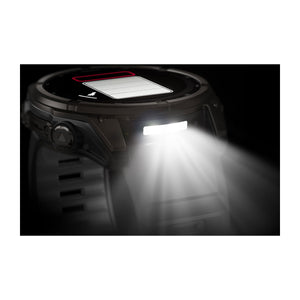 fēnix® 8 – 51 mm, Solar, Sapphire, Carbon Grey DLC-Titanium mit Schwarz/Pebble Grey Silikonarmband – Garmin