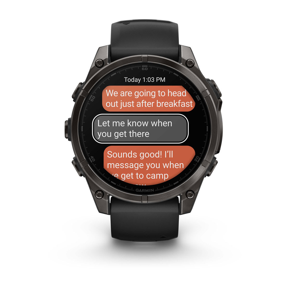 fēnix® 8 – 47 mm, AMOLED, Saphir, Carbon Grey DLC-Titan mit Schwarz/Pebble Grey Silikonarmband – Garmin