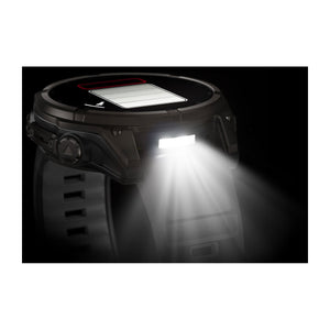fēnix® 8 – 47 mm, Solar, Sapphire, Carbon Grey DLC-Titan mit Schwarz/Pebble Grey Silikonarmband – Garmin