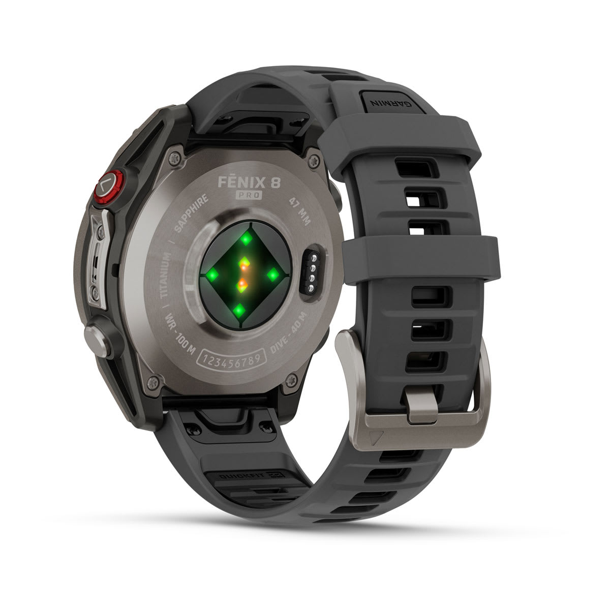 fēnix® 8 Pro – 47 mm, AMOLED, Sapphire, Titan mit Silikonarmband in Graphite/Schwarz – Garmin