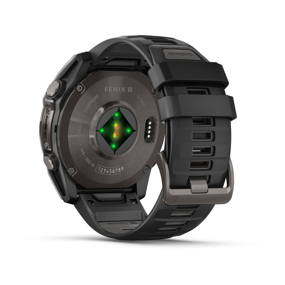 fēnix® 8 – 51 mm, AMOLED, Saphir, Carbon Grey DLC mit Schwarz/Pebble Grey Silikonarmband – Garmin