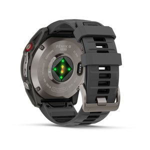 fēnix® 8 Pro – 51 mm, AMOLED, Sapphire, Titan mit Silikonarmband in Graphite/Schwarz – Garmin