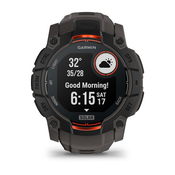 Instinct® 3 – 50 mm, Solar, Schwarz mit Charcoal-Armband – Garmin