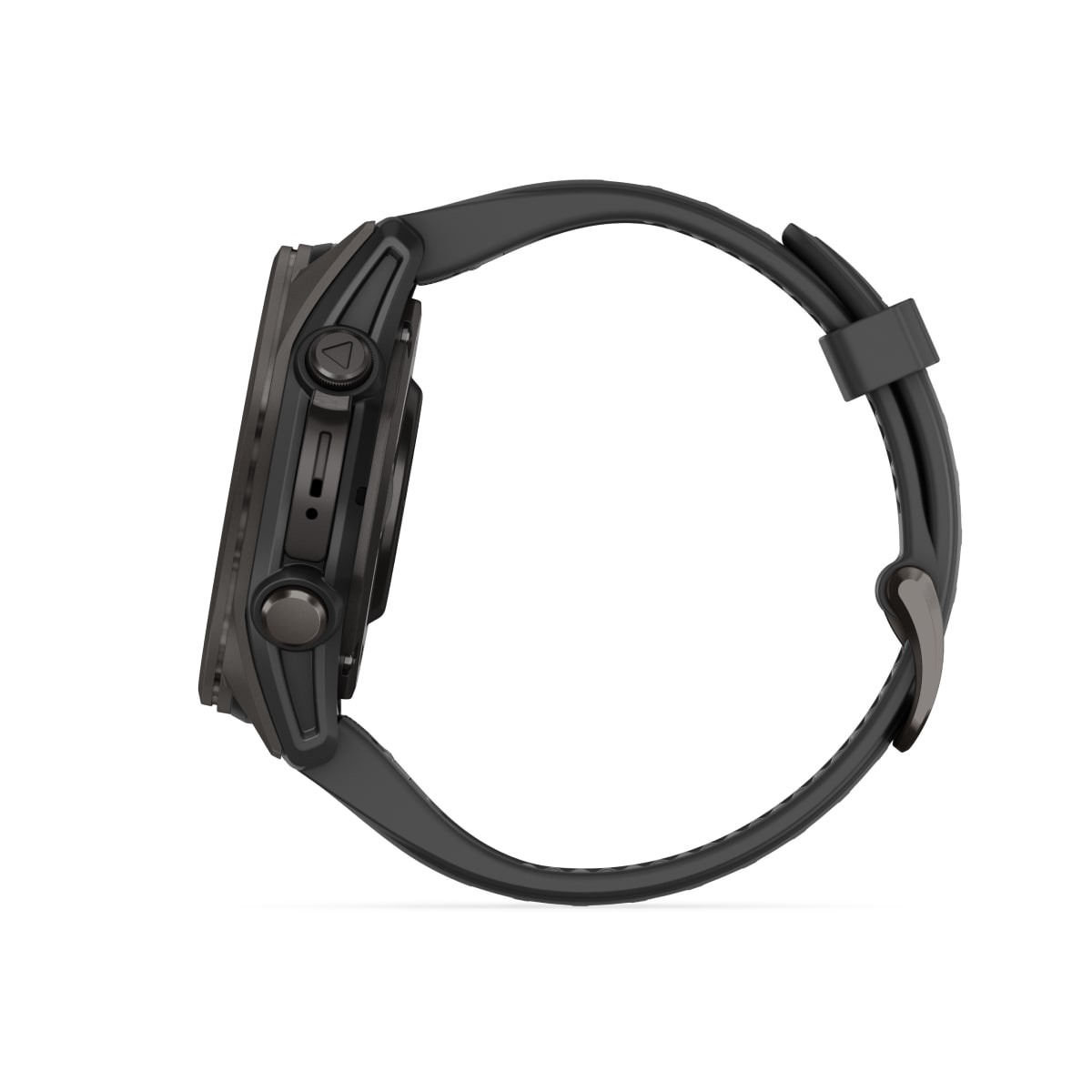 fēnix® 8 – 43 mm, AMOLED, Sapphire, Carbon Grey DLC-Titan mit Schwarz/Pebble Grey-Silikonarmband – Garmin