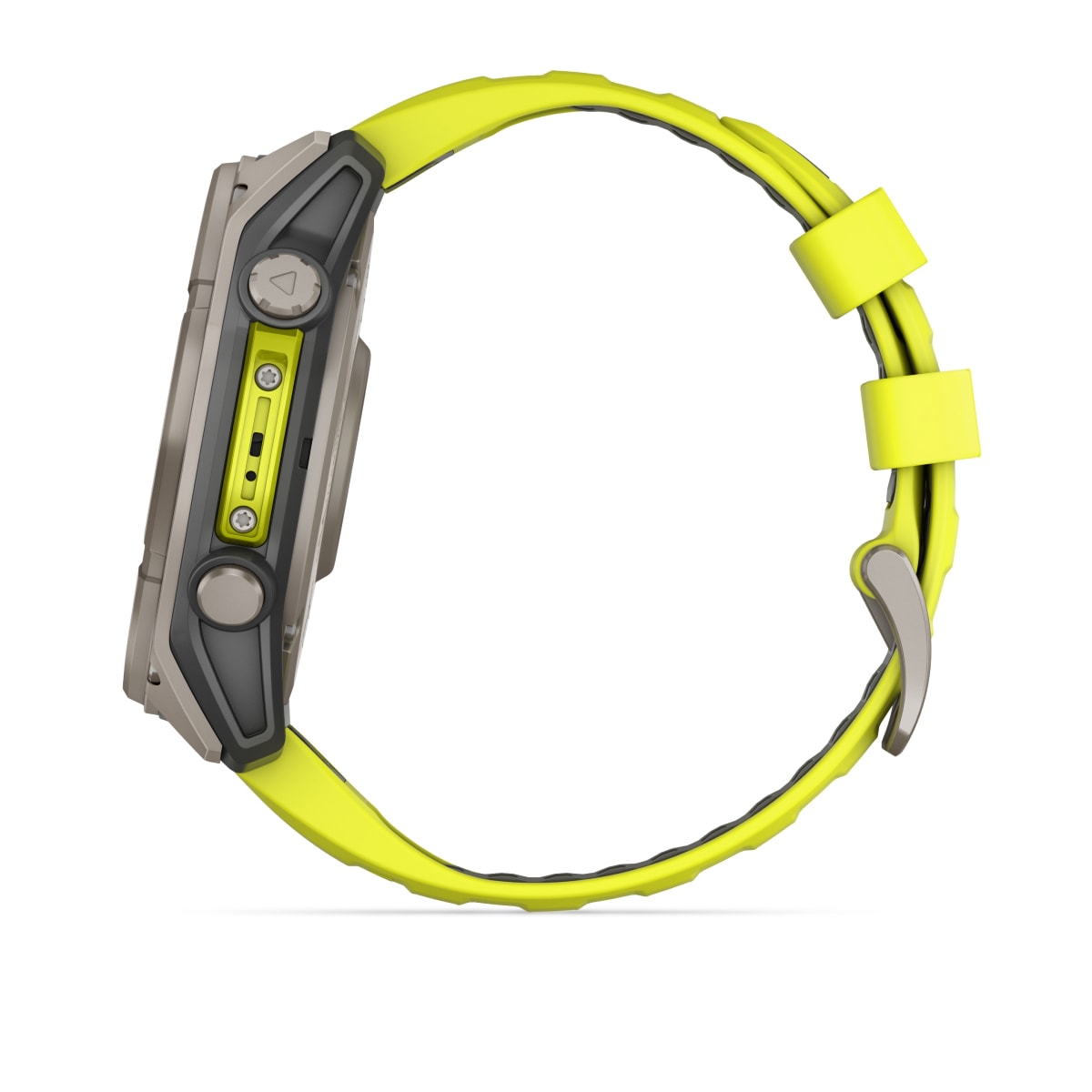 fēnix® 8 – 51 mm, Solar, Saphir, Titan mit Amp Yellow/Graphite-Silikonarmband – Garmin
