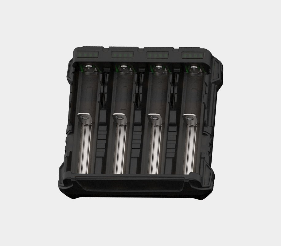 Handy C4 Pro Ladegerät 4 Kanäle / LED-Anzeige / Eingang 5V USB 3.1 Typ-C / Ausgang 4x1A / Powerbank 2x2,5A / für IMR/Li-Ion, Ni-MH, Ni-Cd - Armytek