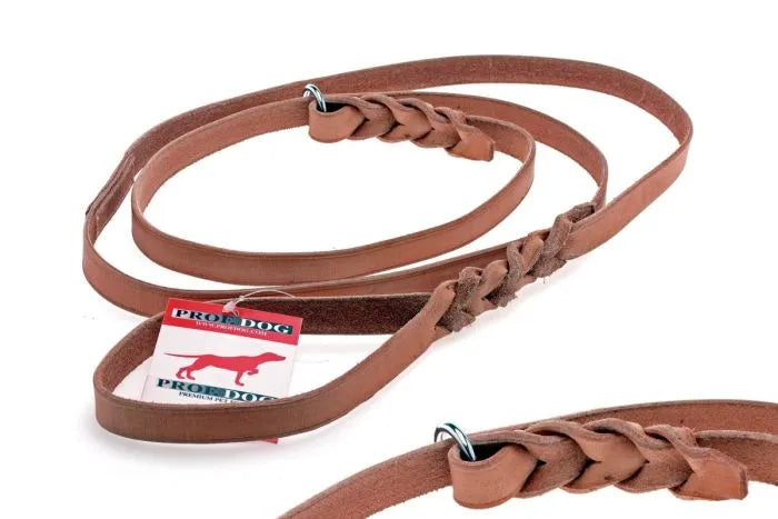 Lederleine mit Geflecht - PROF DOG