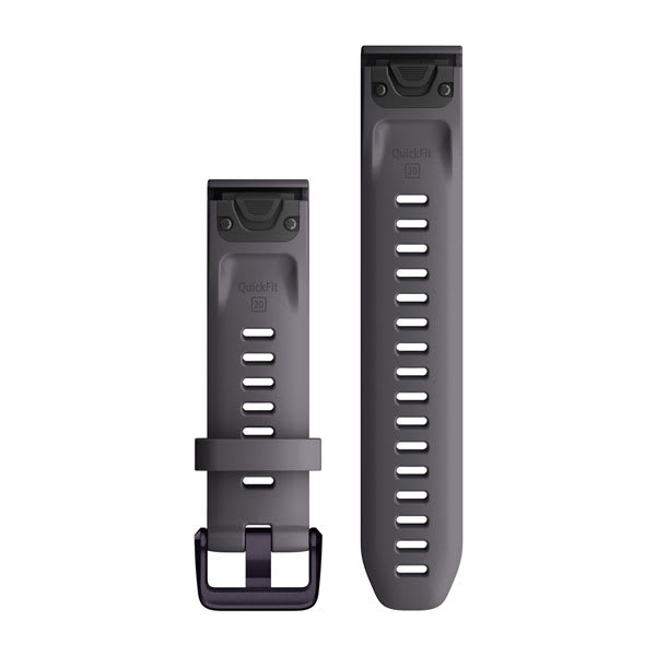 QuickFit® 20 Uhrenarmbänder, Shale Grey Silikon, Amethyst Hardware – Garmin