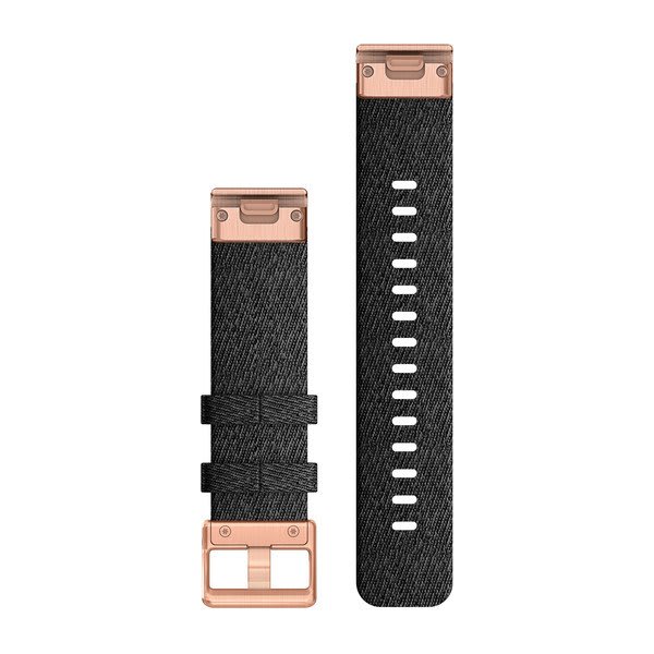 QuickFit® 20 Uhrenarmbänder, Schwarz meliert Nylon, Roségoldfarbene Hardware – Garmin