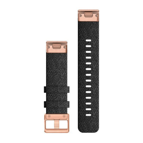 QuickFit® 20 Uhrenarmbänder, Schwarz meliert Nylon, Roségoldfarbene Hardware – Garmin