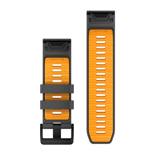 QuickFit® 26-Armbänder aus Silikon Graphite/Spark Orange – Garmin