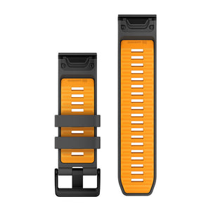 QuickFit® 26-Armbänder aus Silikon Graphite/Spark Orange – Garmin