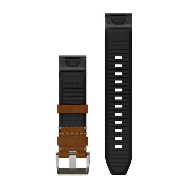 QuickFit® 22 Uhrenarmbänder, Leder-/FKM-Hybridarmband, Braun/Schwarz – Garmin