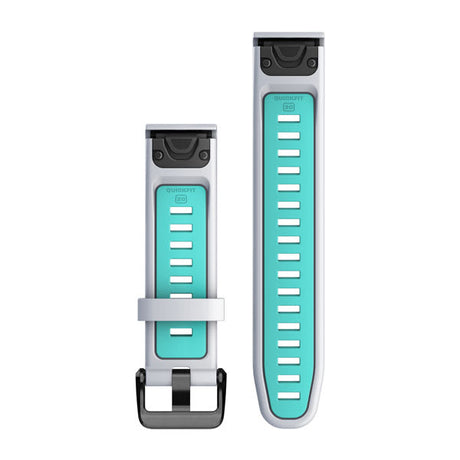 QuickFit® 20 Uhrenarmbänder, Whitestone/Aqua Silikon – Garmin