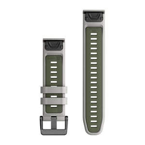 Quickfit 22 mm Uhrenarmbänder, Fog Gray/Moss Silikon – Garmin