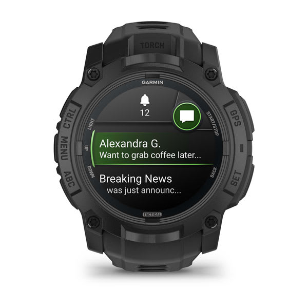 Instinct® 3 – 50 mm, AMOLED, Tactical Edition, Schwarz mit schwarzem Armband – Garmin