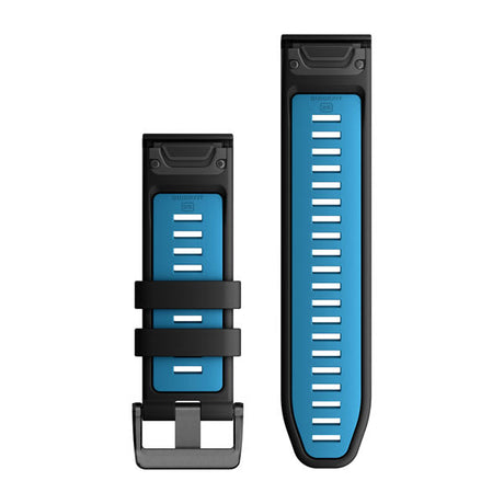QuickFit® 26 Uhrenarmbänder, Schwarz/Cirrus Blue Silikon – Garmin