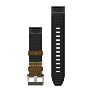 QuickFit® 22 Uhrenarmbänder, Leder/FKM-Hybridarmband, Tundra/Schwarz – Garmin