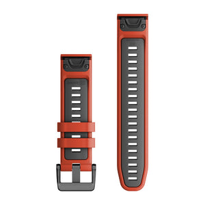 Quickfit 22 mm Uhrenarmbänder, Flame Red/Graphite Silikon – Garmin