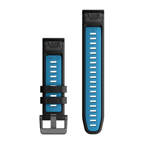 Quickfit 22 mm Uhrenarmbänder, Schwarz/Cirrus Blue Silikon – Garmin
