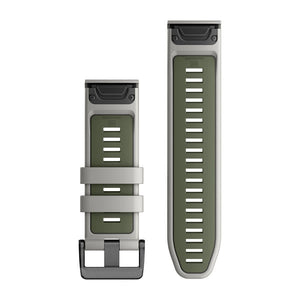 QuickFit® 26 Uhrenarmbänder, Fog Gray/Moss Silikon – Garmin