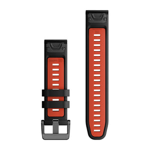 Quickfit 22 mm Uhrenarmbänder, Schwarz/Flame Red Silikon – Garmin