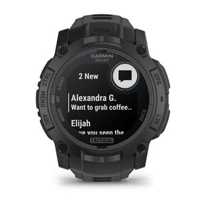 Instinct® 3 – 50 mm, Solar, Tactical Edition, Schwarz mit Schwarzem Armband – Garmin